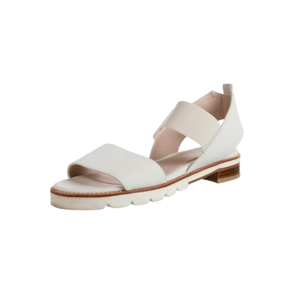Stuart Weitzman Off White Leather Elastic Strap Sandals Womens 8 M